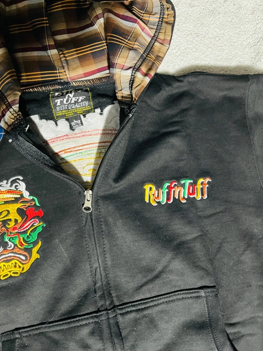 Ruff n Tuff NWT Black Zip-Up Hoodie Jacket with Hood Lining